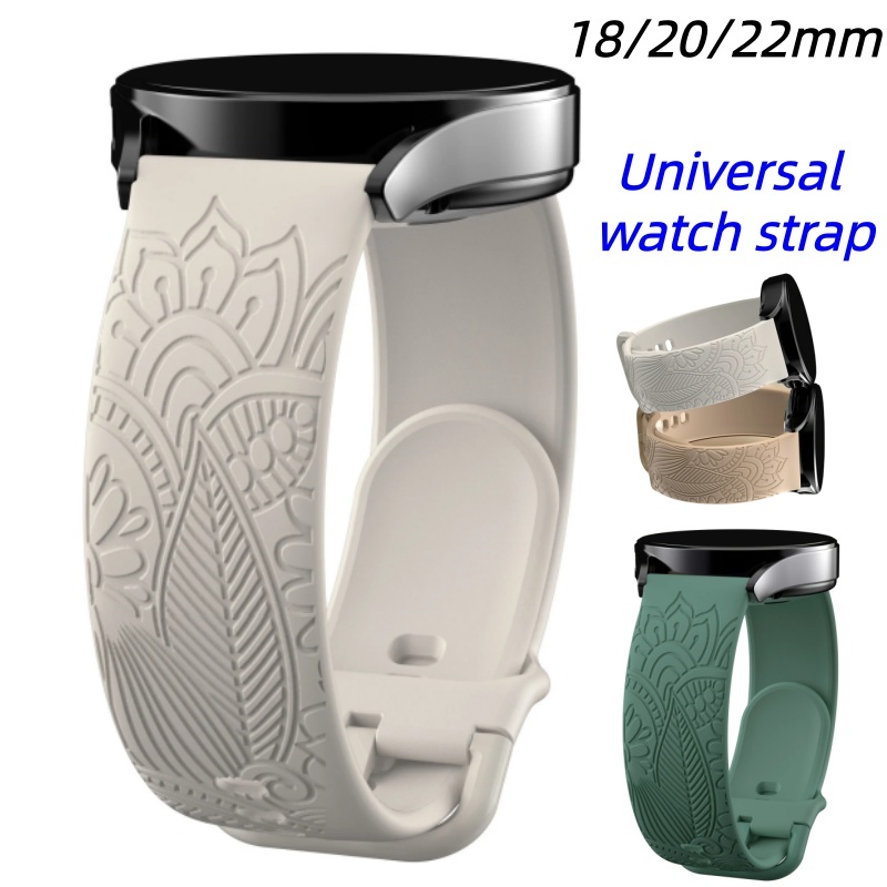 Silicone Watch Band 22Mm - Ремешок с цветочным узором 18 мм,