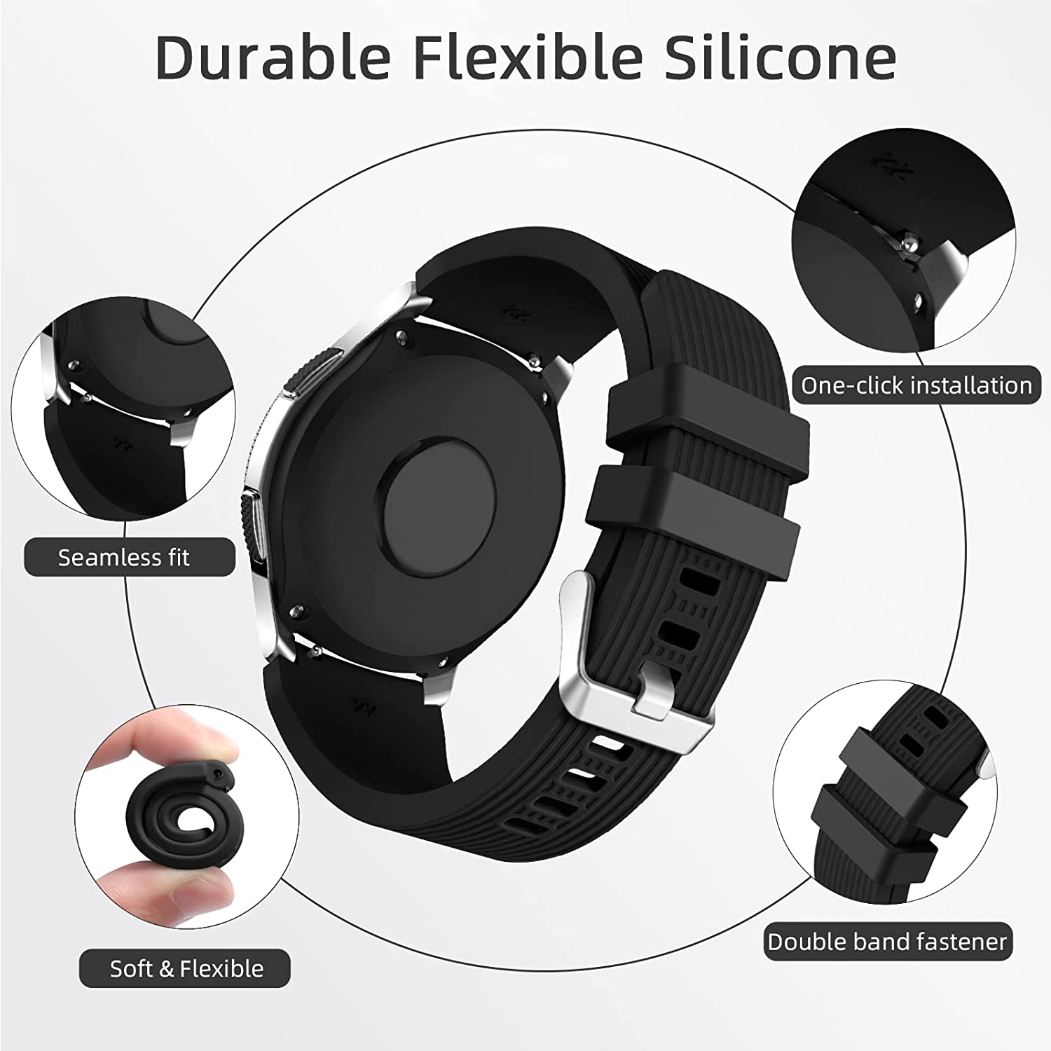 Силиконовый ремешок для часов  – обзор и цена Silicone Watch Band 22Mm